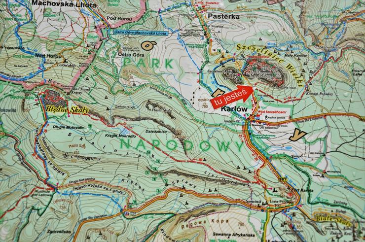 Góry Stołowe mapy - Szczeliniec Wielki, Błędne Skały.jpg